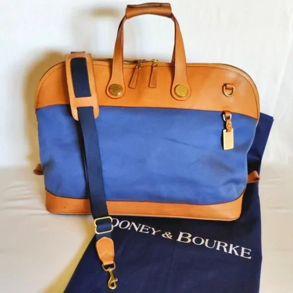 Dooney & Bourke Vintage Lg Cabriolet Zip Around Canvas/Leather Travel Bag - Blue - Picture 1 of 16